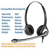 Wantek Corded Telephone Headset Dual w/ Noise Canceling Mic for ShoreTel Plantronics Polycom Zultys Toshiba NEC Aspire Dterm Nortel Norstar Meridian Siemens ROLM Packet8 Landline Deskphones(F602S2)