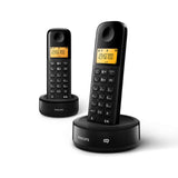 Philips D1652B Cordless DECT Landline Phone, Home Telephone with Answering Machine - Two Handsets