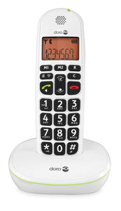 Doro PhoneEasy 100W Single DECT Cordless Phone with Amplified Sound and Big Buttons (White)