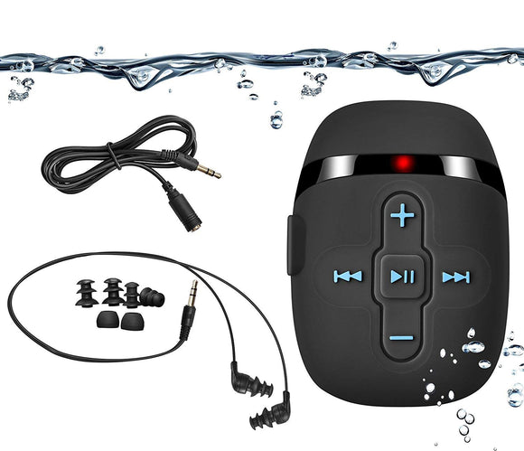 【2018 New Version】 Hifi Sound Waterproof Mp3 Player for Swimming and Running, Underwater Headphones with Short Cord(3 Types Earbuds), Shuffle Feature (Black)