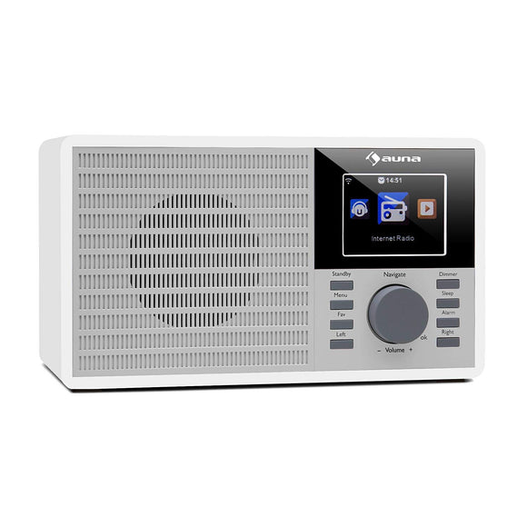 auna IR-160 Internet radio - Radio alarm, Digital radio, WLAN, MP3/WMA-compatible USB port, AUX, Alarm clock, Music streaming via UPnP, 2.8