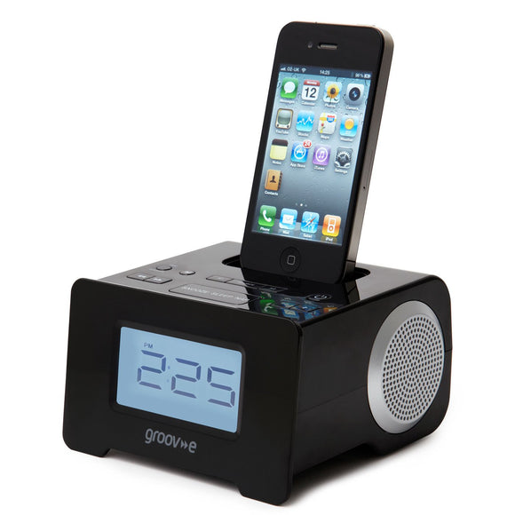 Groov-e iSpeakerDock10 Speaker for iPhone/iPod with Clock Radio - Black
