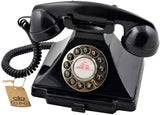 GPO Carrington Classic Retro Push-Button Phone - Pull-Out Tray, Traditional Bell Ring Tone - Black