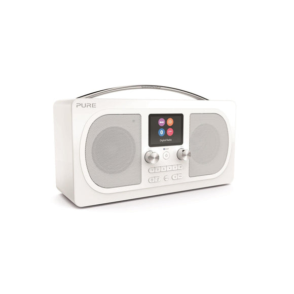 Pure Evoke H6 Prestige Edition Portable Stereo DAB/DAB+/FM Radio with Bluetooth Music Streaming, Alarms and Full Colour Display - White