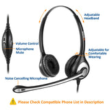 Wantek Corded Telephone Headset Binaural with Noise Cancelling Mic + Quick Disconnect for Yealink SIP-T19P T20P T21P T22P T26P T28P T32G T41P T38G T42G T46G T48G Avaya 1616 9620 9640 IP Phones(602QY1)