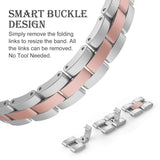 Wearlizer for Apple Watch Strap 38mm 40mm, Stainless Steel Rhinestone iWatch Strap iWatch Series 5 4 Straps Series 3 Band Series 2 Women, No Tool Needed - Silver + Rose Gold