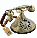 GPO Duchess Nostalgic Vintage Push-Button Telephone with Cloth Cord - Bronze Metal Finish