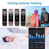 LETSCOM ID131Color HR GreyGreen Fitness Tracker with Heart Rate Monitor, Color Screen Intelligent Activity Tracker, IP68 Waterproof Pedometer Watch, Sleep Monitor, Step Counter, Step Tracker for Kids Women Men