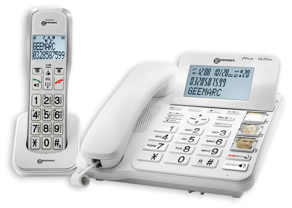 Geemarc Telecom SA AMPLIDECT COMBI 595- Corded and Cordless Telephone with Large Photo Buttons and SOS buttons- UK Version