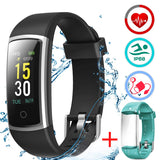 LATEC Fitness Trackers, Activity Tracker Heart Rate Monitor Blood Pressure Monitor IP68 Waterproof (Black+Green)