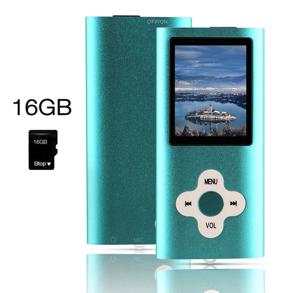 Btopllc Portable and Compact MP3 / MP4 Music Player, Digital Music Player 16GB Internal Memory Card, Media Player, Video Player, Video, E-Book, Picture Music Player-BLUE