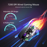 PICTEK Gaming Mouse Wired, 8 Programmable Buttons, Chroma RGB Backlit, 7200 DPI Adjustable, Comfortable Grip Ergonomic Optical PC Computer Gaming Mice with Fire Button, Black (Upgraded Version)