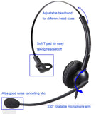 MAIRDI Telephone headset with Noise Cancelling Mic Mono wired for Call Centers Offices Home Phones Compatible with Avaya Nortel Polycom
