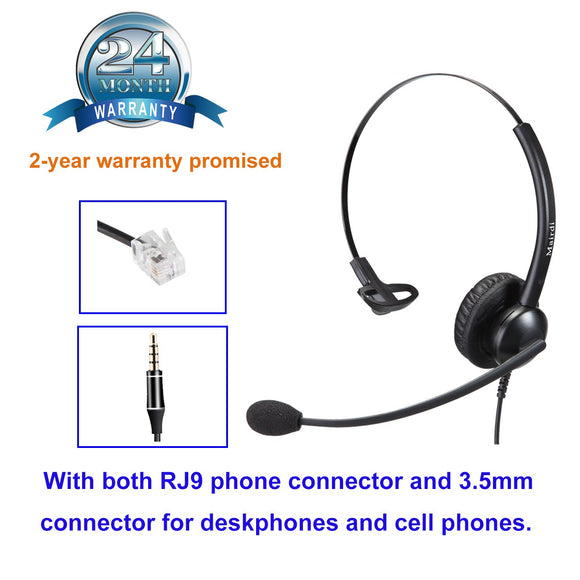 MAIRDI Phone Headset for Cisco Phone with RJ9 Jack Noise Cancelling Microphone for Offices Call Centers Home Telephone Mono Compatible with Jabra Cisco 7940 7941 7942 7945 7960 7961 7965 7970 7971