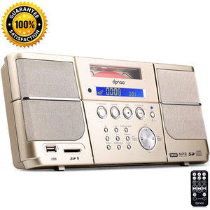 DPNAO Multi Portable Cd Player with FM Radio Clock Gold