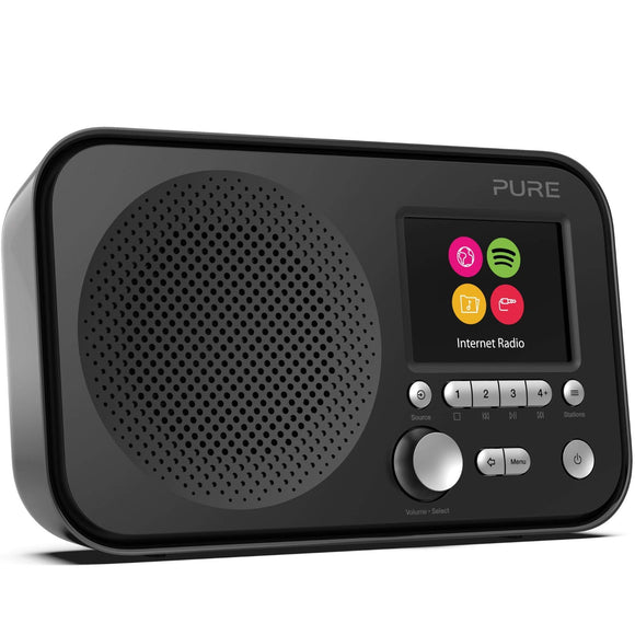 Pure Elan IR3 Portable Internet Radio with Spotify Connect, Alarm, Colour Screen, AUX Input, Headphones Output and 12 Station Presets - Wi-Fi Radio/Portable Radio - Black