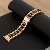 Wearlizer for Apple Watch Strap 44mm 40mm, Stainless Steel Resin iWatch Straps Replacement Band Wristband for iWatch Serirs 5 Serirs 4 Series 3 Series 2 1 - Copper + Amber