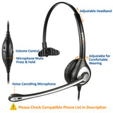 Wantek Wired 2.5mm Headset Mono with Noise Cancelling Mic + Quick Disconnect for Telephone Panasonic Grandstream Polycom Gigaset Cisco Linksys SPA Zultys Office IP and Cordless Dect Phones(600Q1J25)
