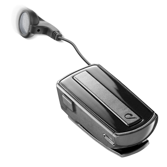 Cellularline Roller Clip Bluetooth Headset with Retractable Cable - Black/Grey
