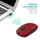 Jelly Comb 2.4G Slim Wireless Mouse with Nano Receiver, Less Noise, Portable Mobile Optical Mice for Notebook, PC, Laptop, Computer, MacBook - Black and Red