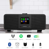 LEMEGA M3i DAB/DAB+/FM Radio with Bluetooth, Internet Radio, Spotify, Headphone-out, USB MP3, Presets, AUX, Clocks, Alarms, Sleep, Snooze, Colour Screen, Remote & App Control (Black)