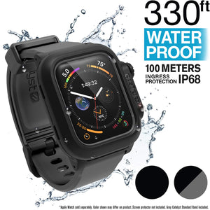 Catalyst Waterproof Apple Watch Case Series 4 44mm with Premium Soft Silicone Apple Watch Band, Shock Proof Impact Resistant [Rugged iWatch Protective case] - Black/Gray