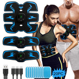 ABS Stimulator Abdominal Muscle Rechargeable, EMS Abdomen Muscle Trainer Muscle Toner Toning Workout for Men Women, Free 20pcs Gel Pads