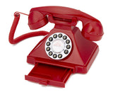 GPO Carrington Classic Retro Push-Button Phone - Pull-Out Tray, Traditional Bell Ring Tone - Red