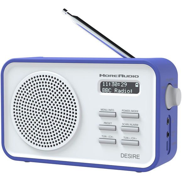 AZATOM MoreAudio Desire DAB+ Digital FM Radio Alarm Clock - Portable - Rechargeable battery (Blue)