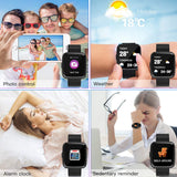 Zagzog Fitness Tracker Smart Watch 7 Sports Modes Bluetooth Waterproof Kids Sports Watch with Message Remind Heart Rate Blood Oxygen Pressure Monitor iOS Android Watches for Men Women Boys Girls-Black