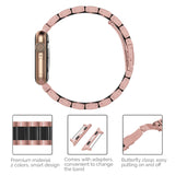 Wearlizer for Apple Watch Strap 44mm 42mm, Stainless Steel Resin iWatch Straps Replacement Band Wristband for iWatch Serirs 5 Serirs 4 Series 3 Series 2 1 - Pink Black