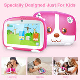 Q738 Kids Tablets, 7inch Kids Android Tablets for Kids, 1G+16G Android 9.0 Kids Tablets, GMS Certified with WiFi Parental Control, Bionic Desin (Pink)