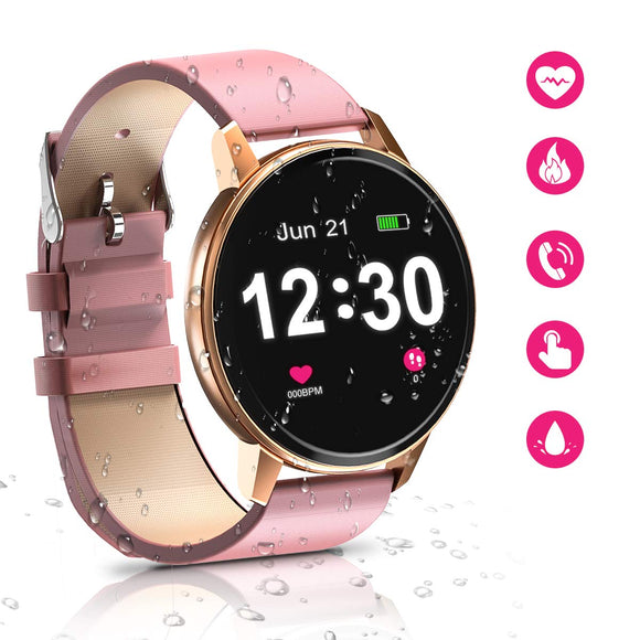Bluetooth Smartwatch for Women,IP68 Waterproof with 1.3 Inch Full Touch Screen, Heart Rate Monitor, Sleep Monitor, Activity Tracker Pedometer SMS Call Notification smart watch for Android & iOS (pink)