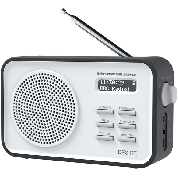AZATOM Desire DAB+ DAB & FM Digital Radio - Dual Alarms - Clock - Portable - Built-in battery - AUX - Headphone port (Black)