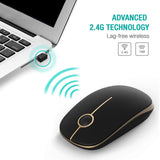 Jelly Comb 2.4G Slim Wireless Mouse with Nano Receiver MS001 (Black and Gold)