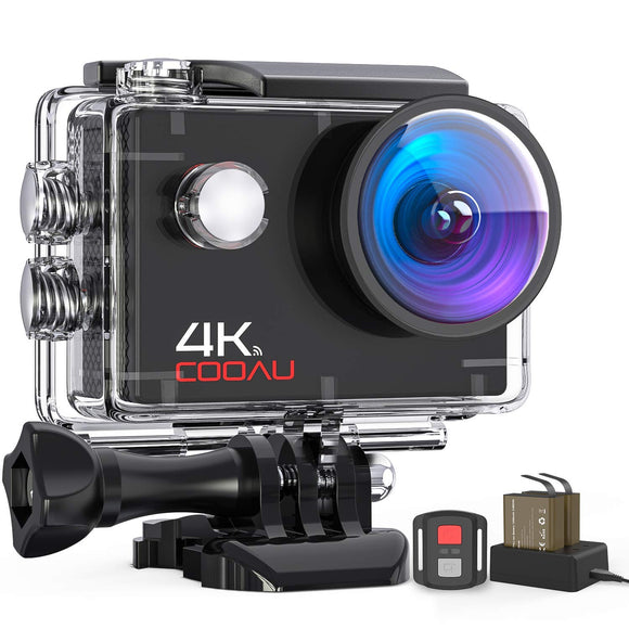 COOAU Action Cam HD 4K 16MP Underwater Waterproof up to 40M Camera with 2 Compartment Charger WiFi Remote Control EIS Stabilization Camera Sports Camera
