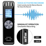 TENSAFEE Digital Voice Recorder, 16GB Activated Sound Audio Recorder Dictaphone,Portable HD USB digital Recorder with Double Microphone Support TF Card 32G Expand for Lectures/Meetings/Interviews/Class