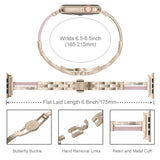 Wearlizer Compatible with Apple Watch Strap Series 5 4 44mm Series 3 42mm for iWatch Womens Metal Resin Straps Jewelry Rhinestone Sleek Wristband, Links Buckle for Series 2 1 Edition-Champagne Gold