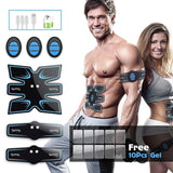 OSITO EMS Muscle Stimulator USB Rechargeable 10 Modes Abs Trainer Abdominal Toning Belts Muscle Toner Fitness Training Gear Machine for Abdomen/Arm/Leg for Men & Women