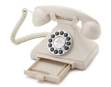 GPO Carrington Classic Retro Push-Button Phone - Pull-Out Tray, Traditional Bell Ring Tone - Ivory