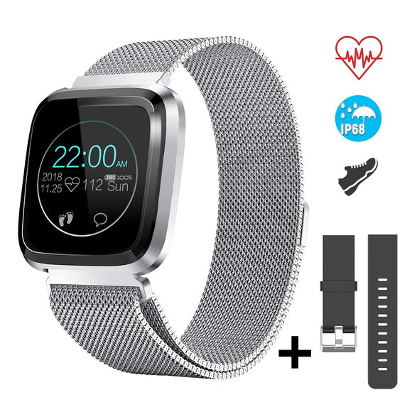 CatShin Smart Watch Activity Tracker-CS08 Multi-Sport Modes Fitness Tracker with Heart Rate Monitor Pedometer with Step/Calorie/Distance Counter with Message Alert for Android IOS for Men Women Silver