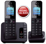 Panasonic KX-TGH222 Digital Cordless Phone with Colour LCD - Black, Pack of 2