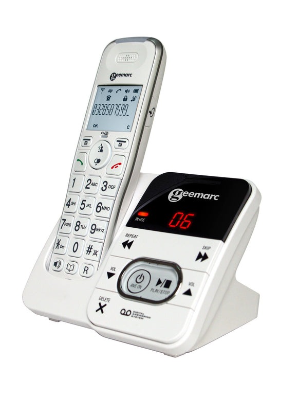 Geemarc Amplidect295 Amplified Cordless Telephone with Answering Machine and CID - White- UK Version