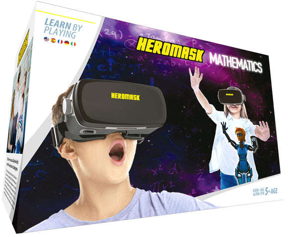 Heromask VR Headset + Maths educational games [times tables subtraction...] for kids 5 6 7 8...12 years old [Fun games] VR Maths set [3D glasses] Cool for girls and boys Learning toys