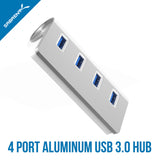 Sabrent Premium 4 Port Aluminum USB 3.0 Hub (30" cable) for iMac, MacBook, MacBook Pro, MacBook Air, Mac Mini, or any PC [Silver] (HB-MAC3)