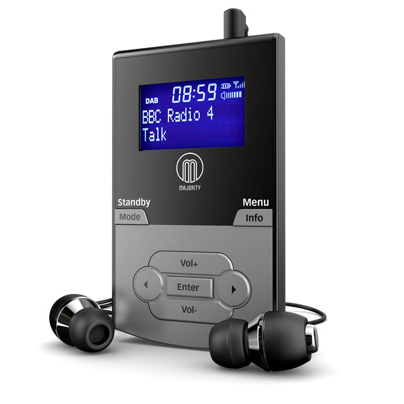 Majority Petersfield DAB/DAB+ Digital FM Rechargeable Battery Personal Portable Pocket Handheld Radio/Headphones