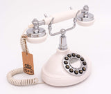 GPO Opal Nostalgic Vintage Push-Button Telephone with Curly Cord - Cream & Chrome