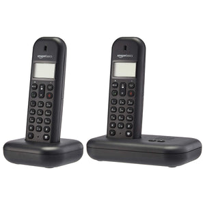 AmazonBasics DECT Home Telephone with Answering Machine, Twin Set, Black