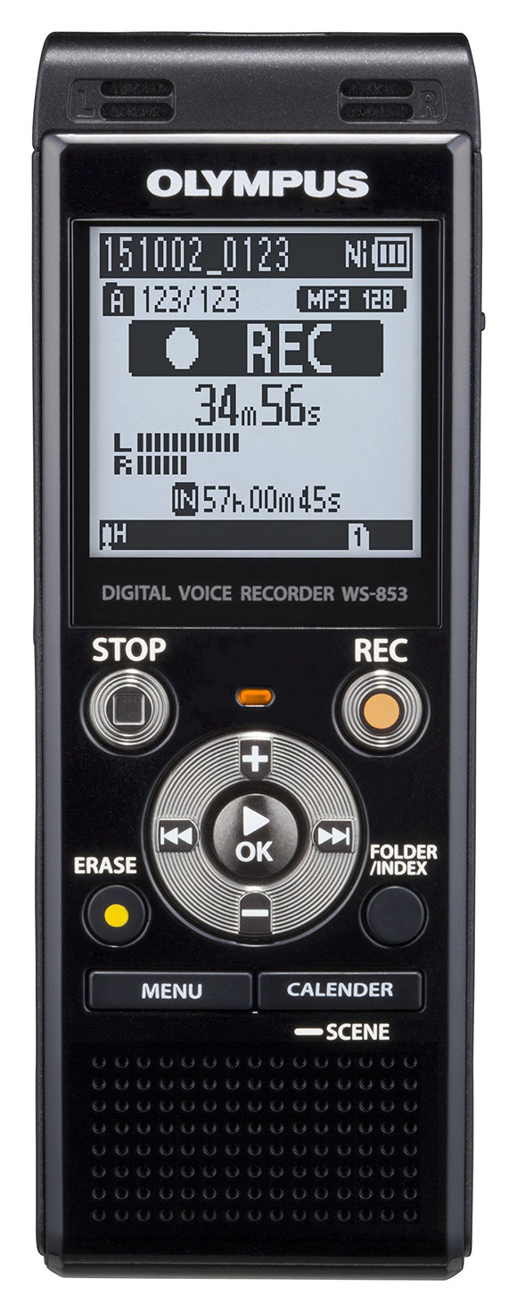 Olympus WS-853 MP3 Digital Stereo Voice Recorder with 8 GB Flash Memory and Built-In USB  8GB Stereo - Black