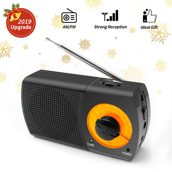 Portable AM/FM Radio, AM Radio Pocket Radio with Headphone Jack, Best Reception, Battery Operated Personal Transistor by 2 AA Battery for Jogging,Walking and Travelling（907-B）
